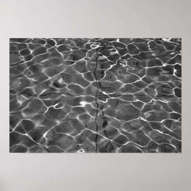 Light Reflections On Water: Black & White Poster (Front)
