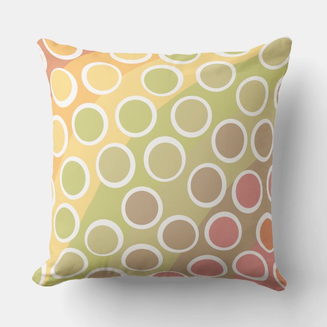Light Retro Rainbow w/ Big Polka Dots Throw Pillow (Front)