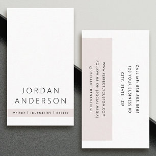 Light rose grey colour block modern minimal business card