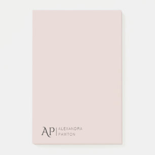 Light Rose Personalized Monogram Personal Post-it Notes