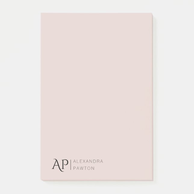 Light Rose Personalized Monogram Personal Post-it Notes (Front)