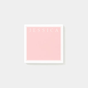 Light Rose Pink Your Name in White Post-it Notes