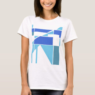 Light & Royal Bluer Teal Geometric MCM Look Design T-Shirt