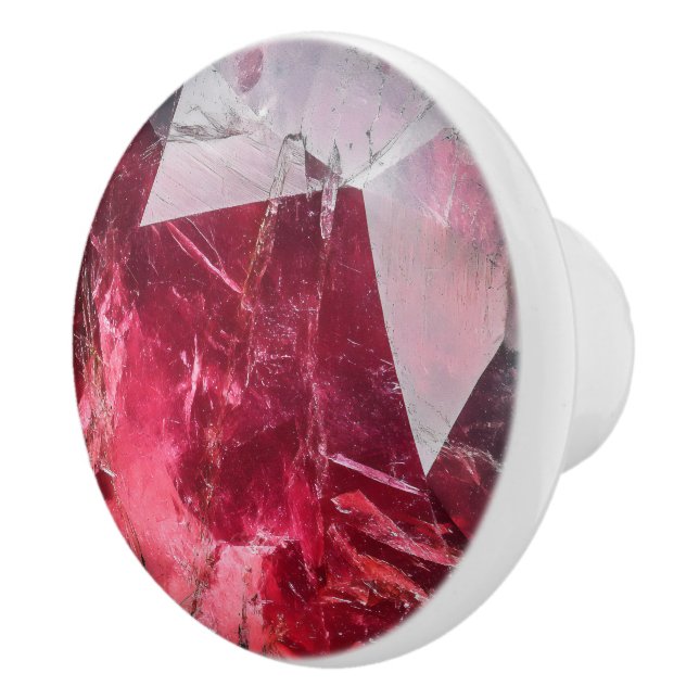 Light Ruby Gem Pattern Ceramic Knob (Right)