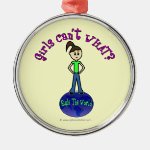 Light Rule The World Girl Metal Ornament