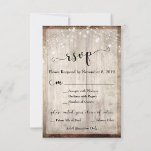 Light Rustic Wood & Lights RSVP with Menu
