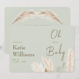 Light Sage Boho Oh Baby Shower Invitation