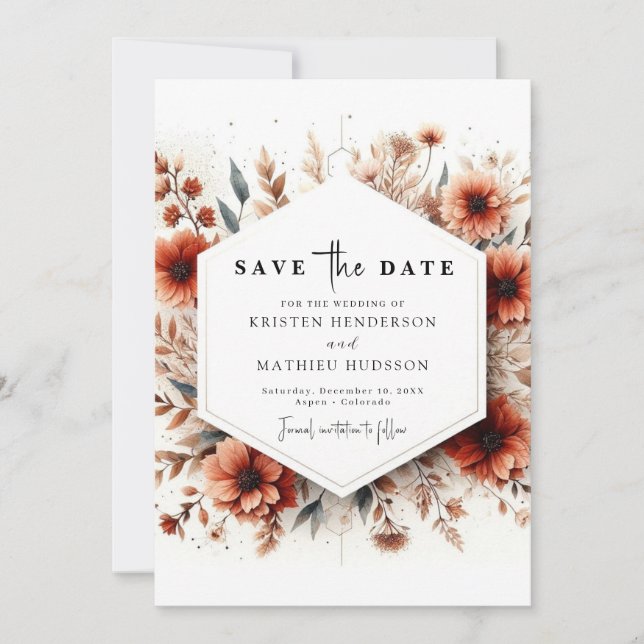 Light Sage Classic Terracotta Wedding Save The Date (Front)