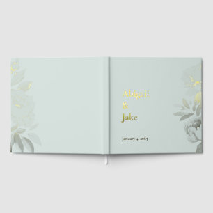 Light Sage Gold Foil Personalized Wedding Guest Book