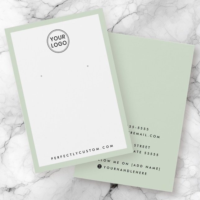 Light sage green border logo earring display card (Light sage green border logo earring display card)