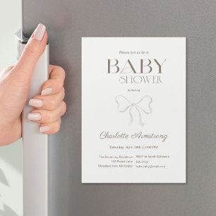 Light Sage Green Chic Bow Baby Shower Magnet