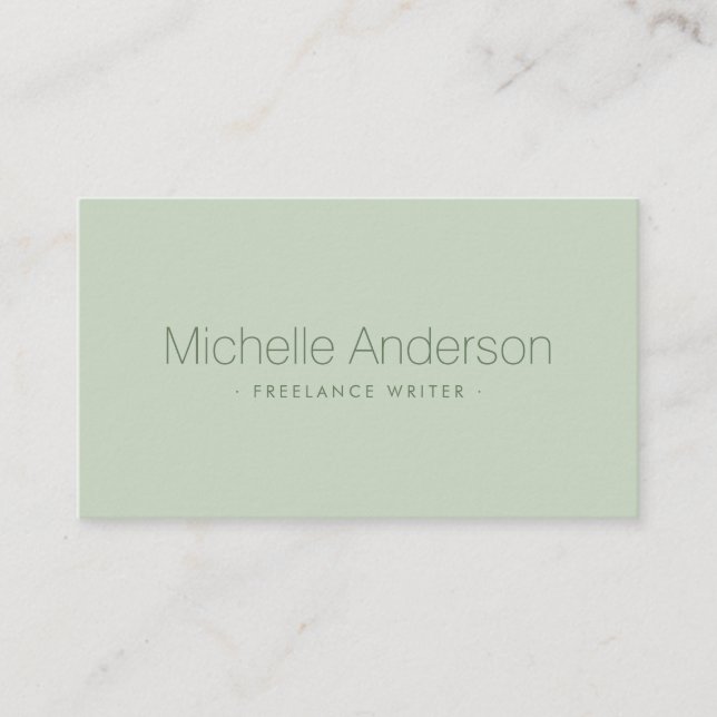 Light sage green elegant minimalist professional business card (Front)