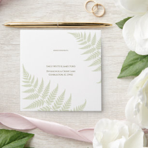 Light Sage Green Fern Addressed Square Wedding Envelope