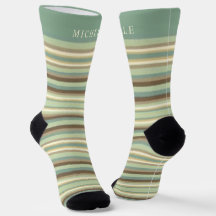 Light Sage Green Lines Striped Custom Name