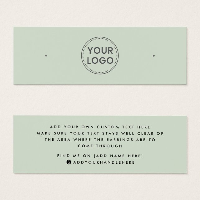 Light sage green logo stud earring display card (Front & Back)