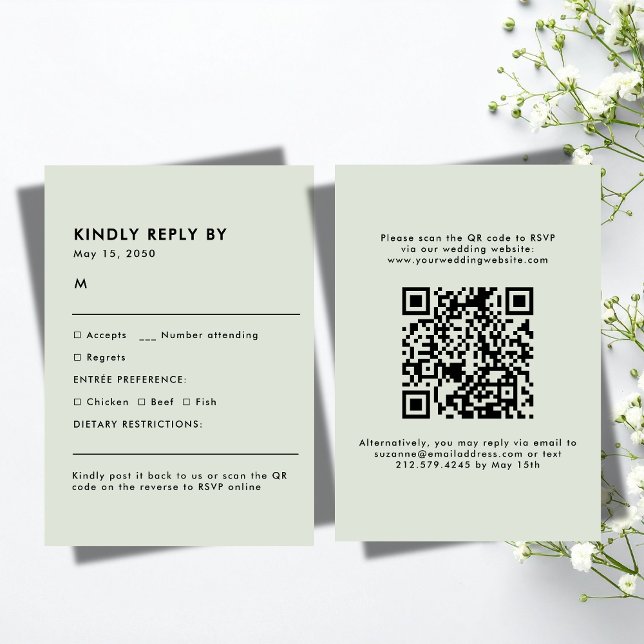 Light Sage Green Meal Choice Wedding RSVP Card (Light Sage Green Meal Choice Wedding RSVP Card)