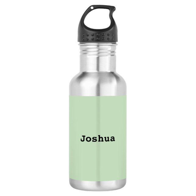 Light Sage Green Minimal Simple Personalized Name 532 Ml Water Bottle (Front)