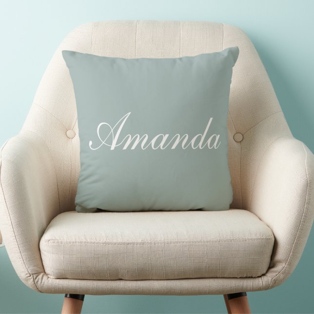 Light Sage Green Name Throw Pillow (Creator Uploaded)