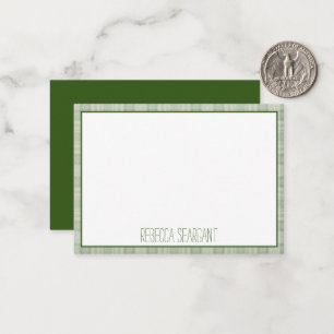 Light sage green plaid border personalized card
