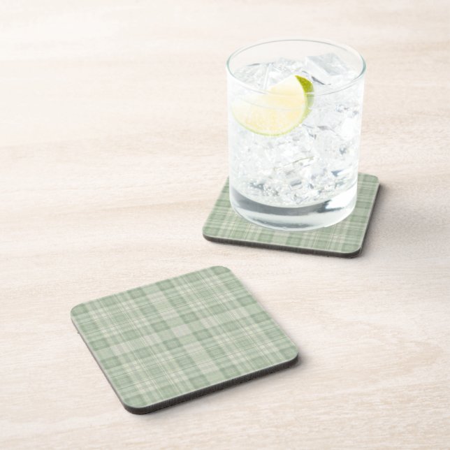 Light sage green plaid coaster (Right Side)