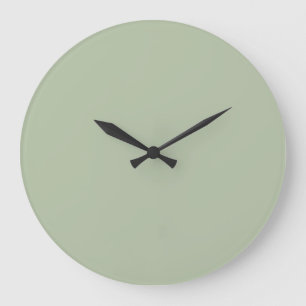 Light Sage Green Solid Colour Large Clock