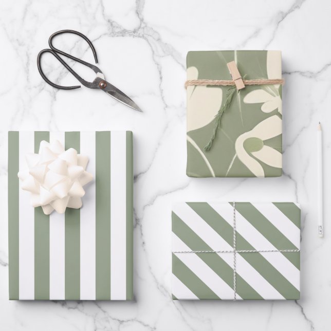 Light Sage Green Variety  Wrapping Paper Sheet (Front)