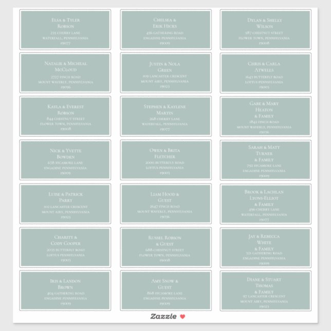 Light Sage Green Wedding Guest Address Labels (Sheet)
