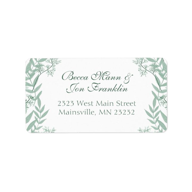 Light Sage Green Wedding Vintage Botanical Label (Front)