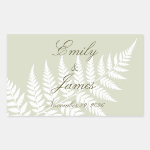 Light Sage Green White Fern Elegant Personalized Sticker