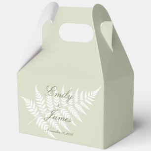 Light Sage Green White Fern Large Pastel Gable Favor Box