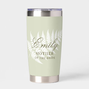 Light Sage Green White Fern Mother of the Bride Insulated Tumbler
