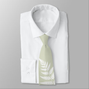 Light Sage Green White Fern Simply Elegant Wedding Tie