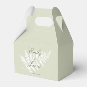 Light Sage Green White Fern Small Pastel Gable Favor Box