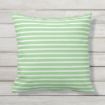 Light Sage Green White Stripe Custom Spring Summer Outdoor Pillow<br><div class="desc">Designed with colourful and bright sage white striped patterns. You may change the background colour as you wish!</div>