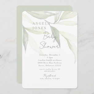 Light Sage Modern Botanical Modern Baby Shower Invitation