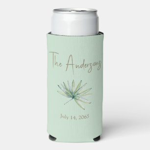 Light Sage Personalized Tropical Wedding Favour Seltzer Can Cooler
