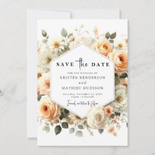 Light Sage Romantic Peach Wedding Save The Date