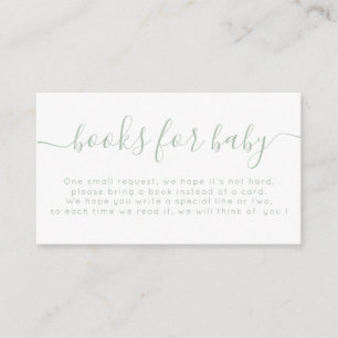 Light Sage Typography Baby Shower Books For Baby Enclosure Card