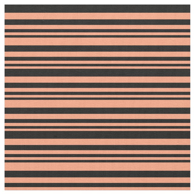 Light Salmon and Black Striped Pattern Fabric (Close Up)