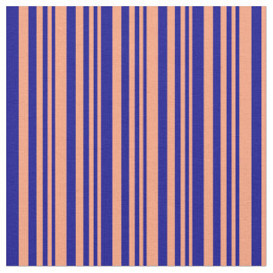Light Salmon and Dark Blue Coloured Lines Fabric