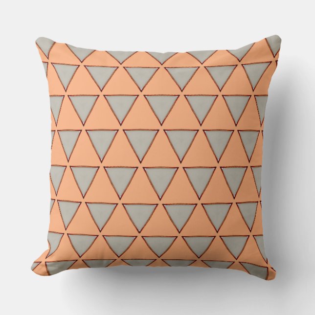 Light Salmon and Dark Gray All Sides Triangle Throw Pillow (Front)