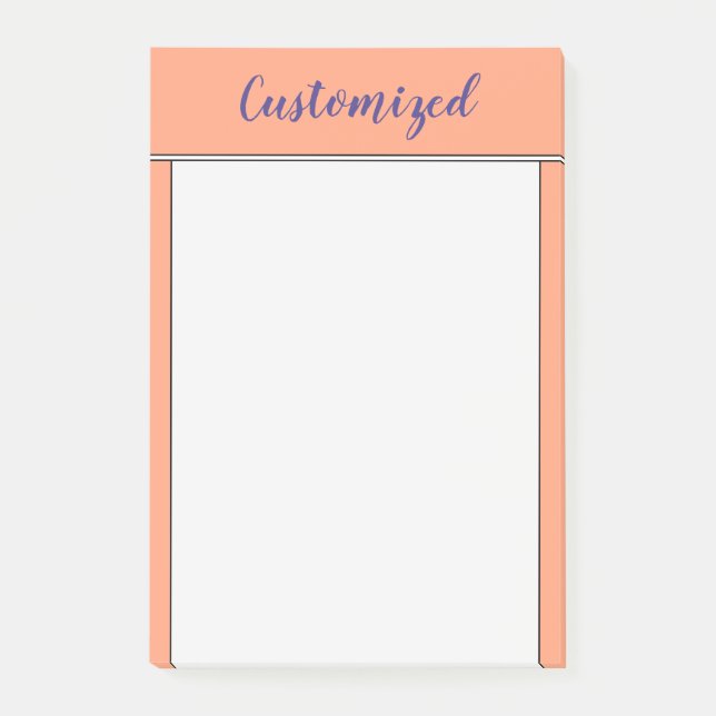 Light Salmon Background & Dark Slate Blue Name Post-it Notes (Front)