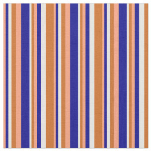 Light Salmon, Dark Blue, White & Chocolate Coloure Fabric