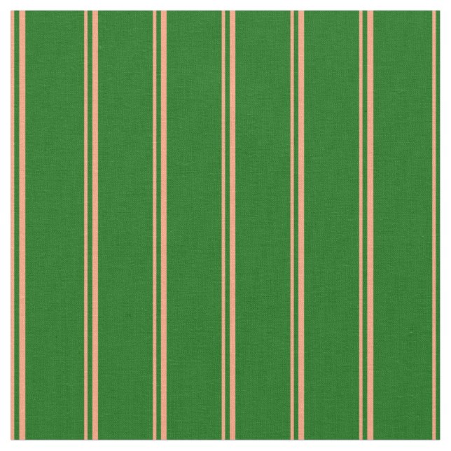 Light Salmon & Dark Green Coloured Pattern Fabric (Close Up)