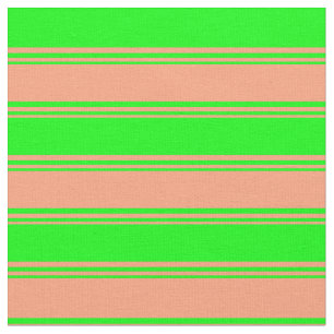 Light Salmon & Lime Coloured Lined Pattern Fabric