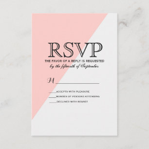 Light Salmon Pink and Grey Two Tone RSVP Card