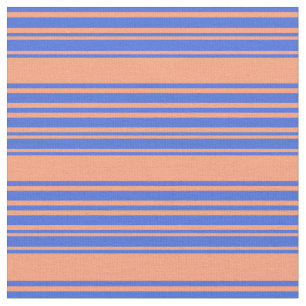 Light Salmon & Royal Blue Lined/Striped Pattern Fabric