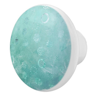 Light Sea Green Glitter Dots  Ceramic Knob