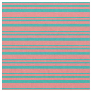 Light Sea Green & Light Coral Coloured Lines Fabric
