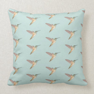 Light Seafoam Allen's Hummingbird Throw Pillow